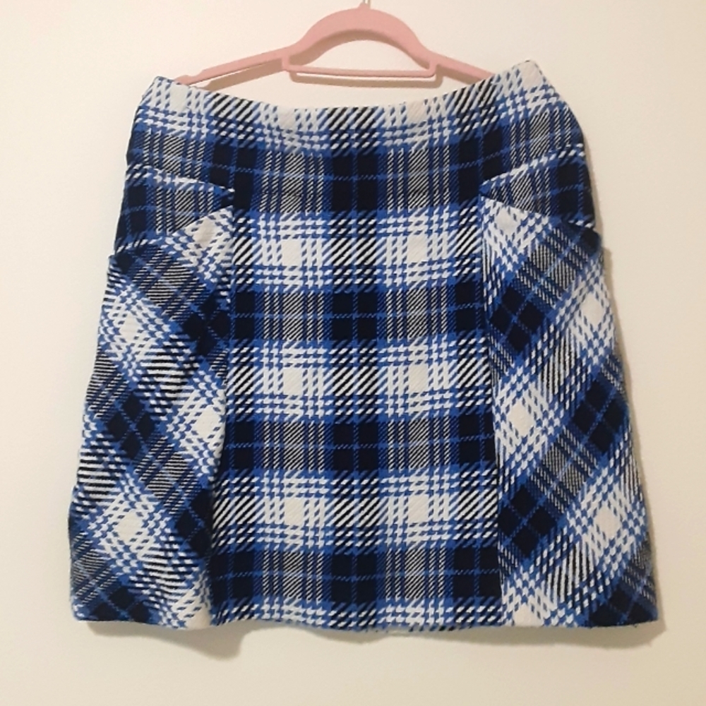 Maeve Blue Plaid Size 14 Winter Holiday  Skirt